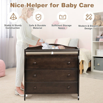 2 In 1 Baby Changer Dresser 3-Drawer Infant Diaper Changing Table with Safety Belt for Nursery