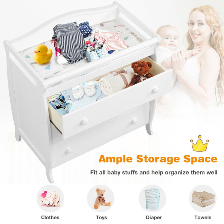 2 In 1 Baby Changer Dresser 3-Drawer Infant Diaper Changing Table with Safety Belt for Nursery