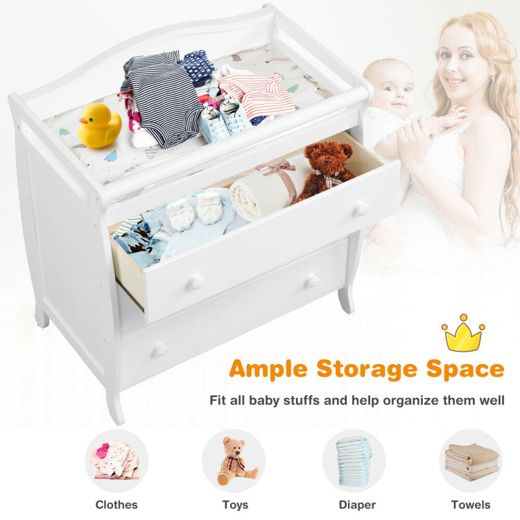 2 In 1 Baby Changer Dresser 3-Drawer Infant Diaper Changing Table with Safety Belt for Nursery