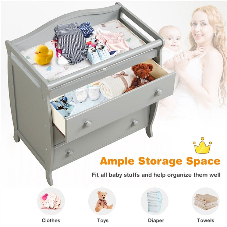 2 In 1 Baby Changer Dresser 3-Drawer Infant Diaper Changing Table with Safety Belt for Nursery