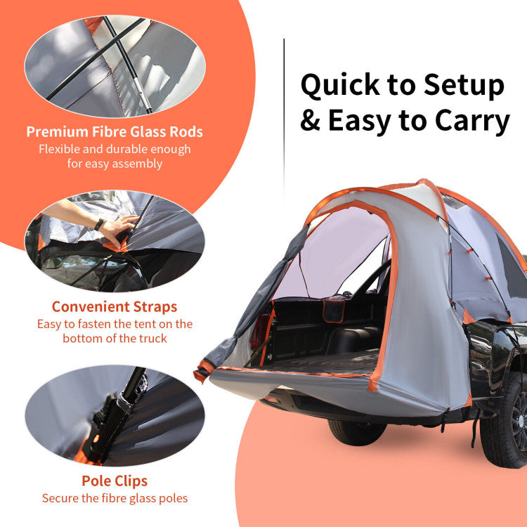 2 Person Portable Truck Bed Tent with Carry Bag for Camping Traveling Hiking