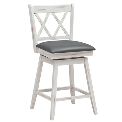 2 Pieces 25 Inch Counter Height Bar Stool 360° Swivel Seat with Soft Cushion and Ergonomic Backrest