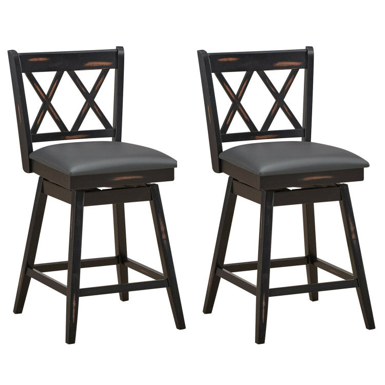 Pieces 25 Inch Counter Height Bar Stool 360° Swivel Seat with