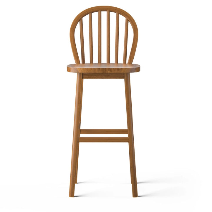 2 Pieces 30 Inch Height Wooden Bar Stools with Backrest and Footrest