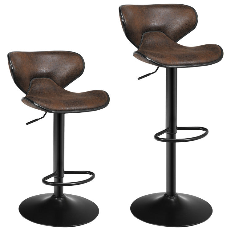 2 Pieces Adjustable Counter Height Bar Stools 360 Degrees Swivel Armless Dining Chair for Pub Kitchen