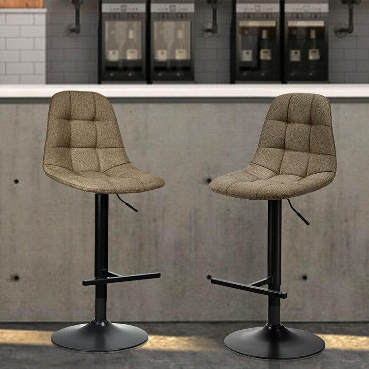 2 Pieces Height Adjustable Bar Stools 360 Degrees Swivel Armless Dining Chairs with Footrest for Kitchen Bistro Pub