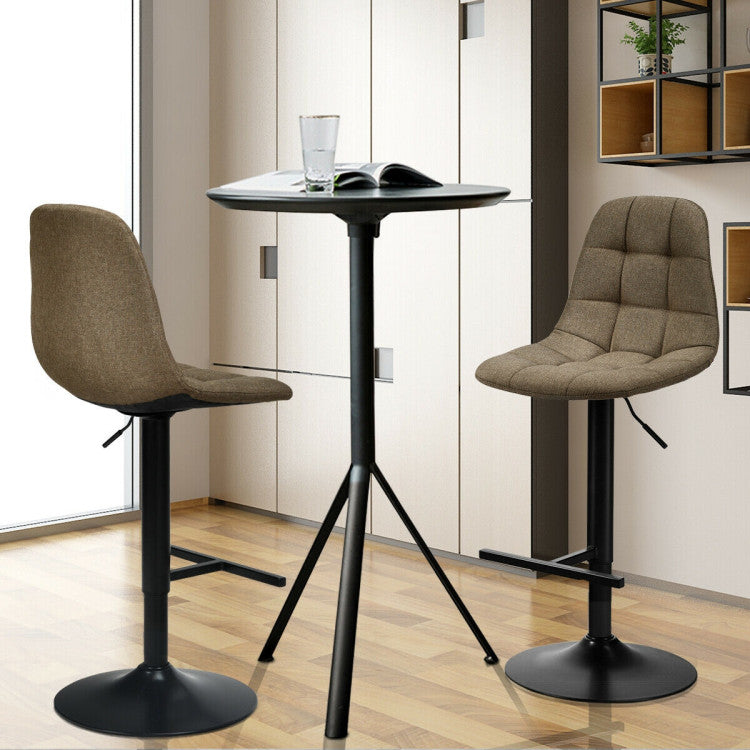 2 Pieces Height Adjustable Bar Stools 360 Degrees Swivel Armless Dining Chairs with Footrest for Kitchen Bistro Pub