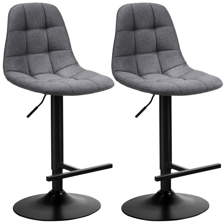 2 Pieces Height Adjustable Bar Stools 360 Degrees Swivel Armless Dining Chairs with Footrest for Kitchen Bistro Pub