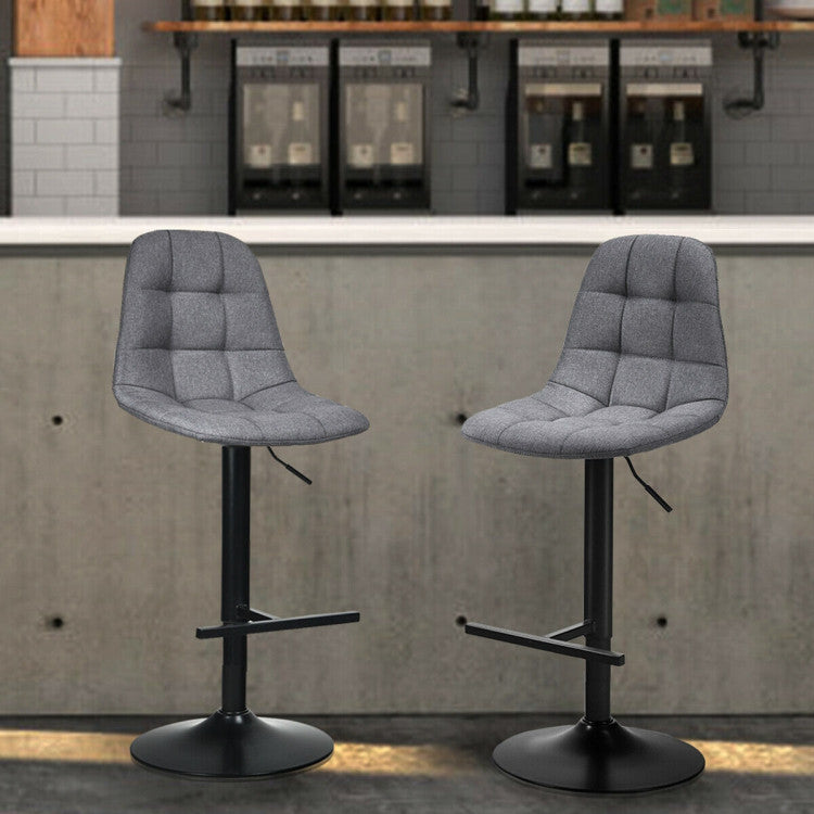 2 Pieces Height Adjustable Bar Stools 360 Degrees Swivel Armless Dining Chairs with Footrest for Kitchen Bistro Pub