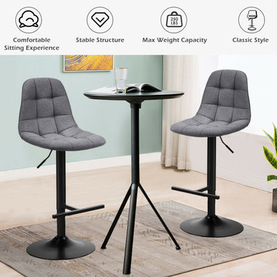 2 Pieces Height Adjustable Bar Stools 360 Degrees Swivel Armless Dining Chairs with Footrest for Kitchen Bistro Pub