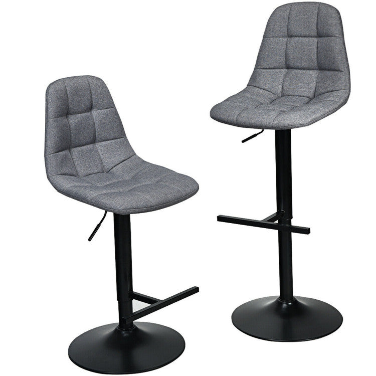 2 Pieces Height Adjustable Bar Stools 360 Degrees Swivel Armless Dining Chairs with Footrest for Kitchen Bistro Pub