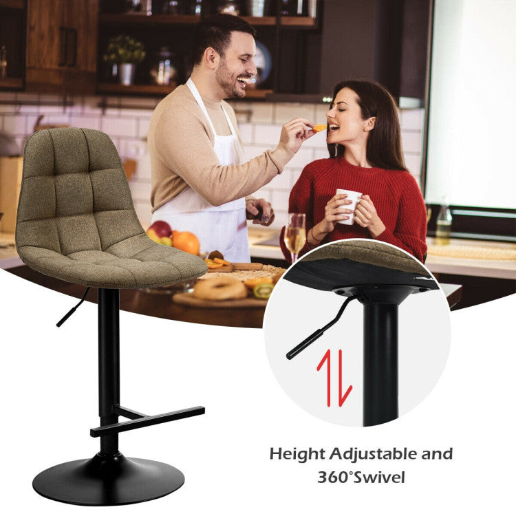 2 Pieces Height Adjustable Bar Stools 360 Degrees Swivel Armless Dining Chairs with Footrest for Kitchen Bistro Pub