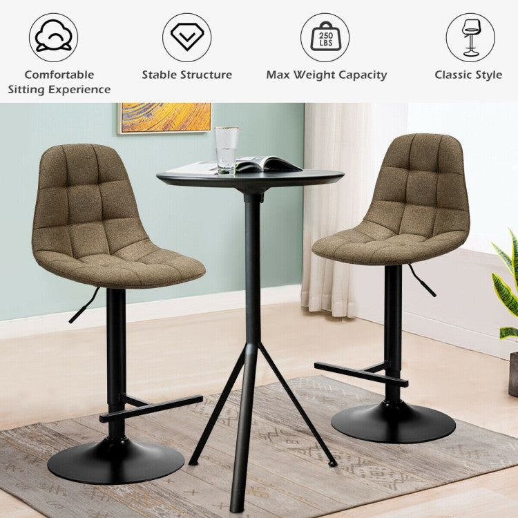 2 Pieces Height Adjustable Bar Stools 360 Degrees Swivel Armless Dining Chairs with Footrest for Kitchen Bistro Pub