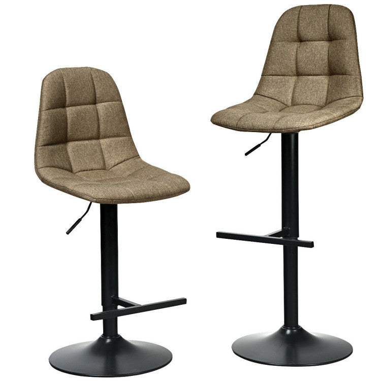 2 Pieces Height Adjustable Bar Stools 360 Degrees Swivel Armless Dining Chairs with Footrest for Kitchen Bistro Pub