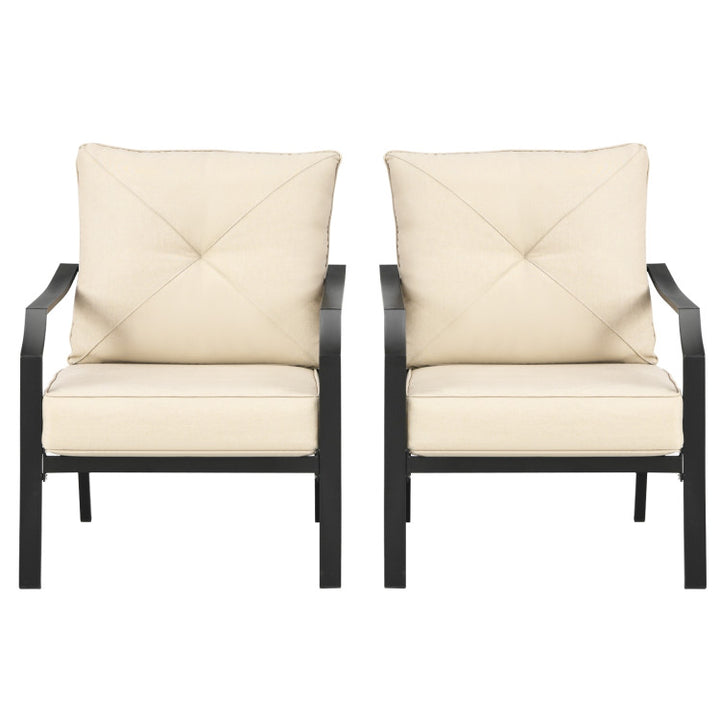 2 Pieces Patio Garden Dining Chairs Outdoor Bistro Armchairs with Padded Cushions