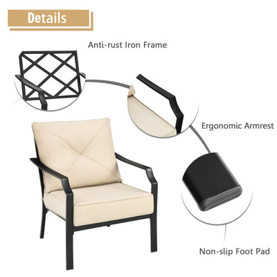 2 Pieces Patio Garden Dining Chairs Outdoor Bistro Armchairs with Padded Cushions