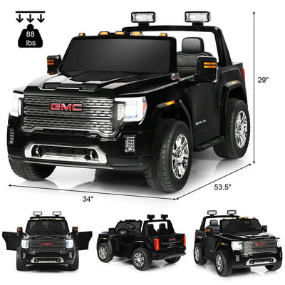 2 Seater Battery Powered GMC Kids Ride on Truck 12V Licensed Electric Car with Remote Control and Storage Box-Canada Only