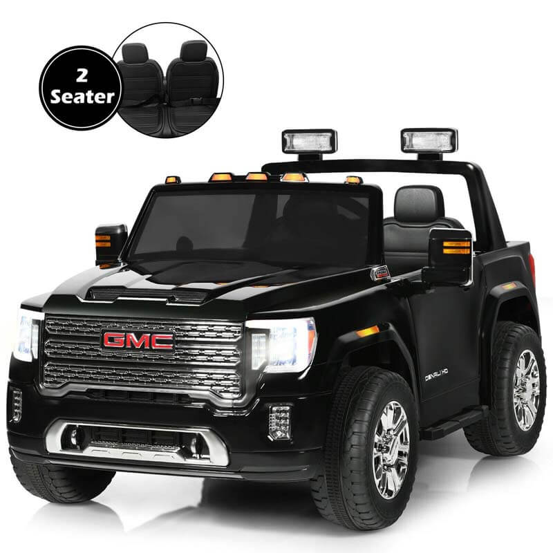 2 Seater Battery Powered GMC Kids Ride on Truck 12V Licensed Electric Car with Remote Control and Storage Box