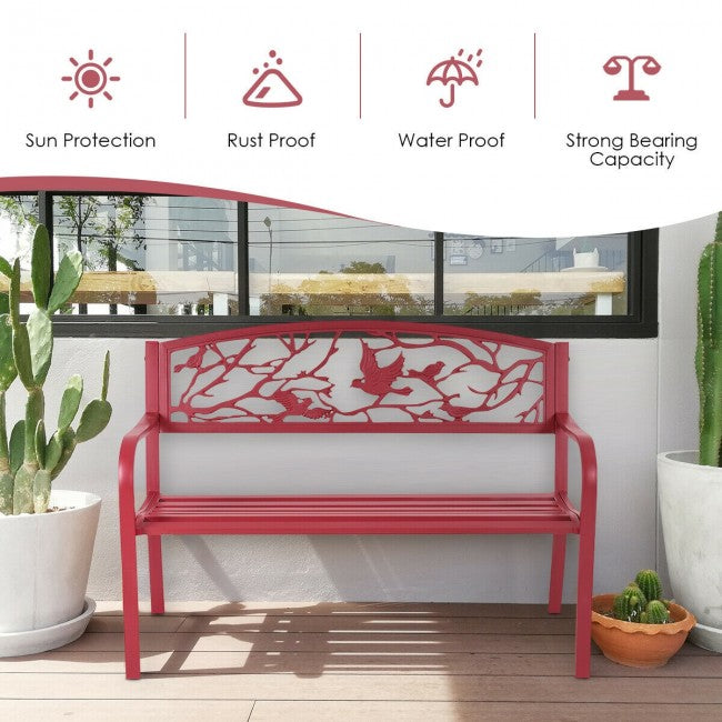 Outdoor Garden Patio Bench - Red