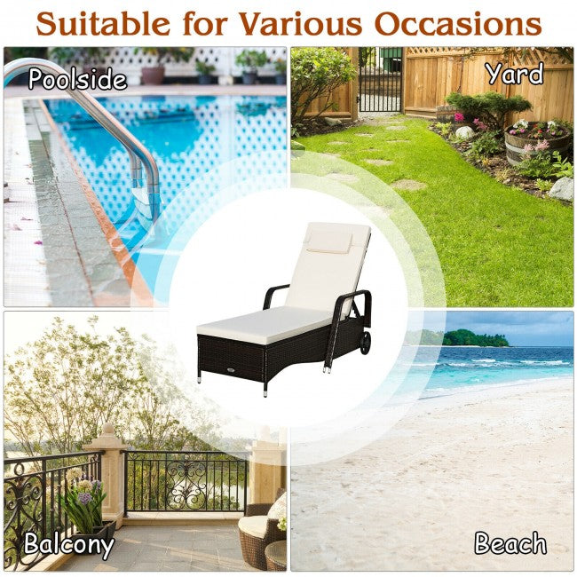 Outdoor Cushioned Recliner with Adjustable Backrest