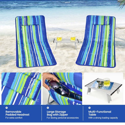 3 Pieces Beach Lounge Chair Mat