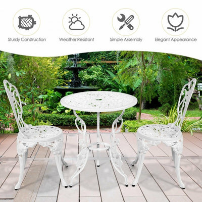 3 Pieces Patio Table Chairs Furniture Bistro Set