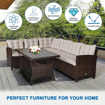 3 Pieces Patio Rattan Sofa Set