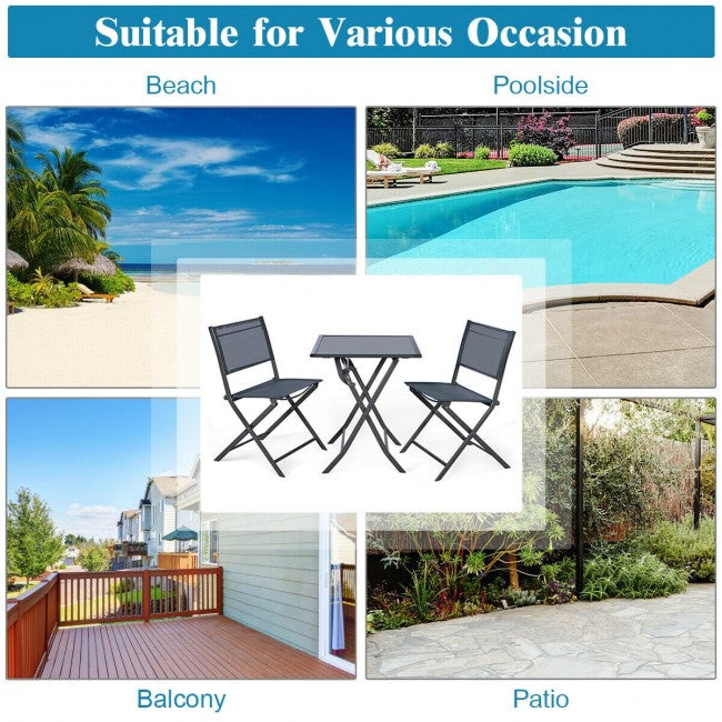 3 Pieces Bistro Set Garden Backyard Table Chairs Furniture Set