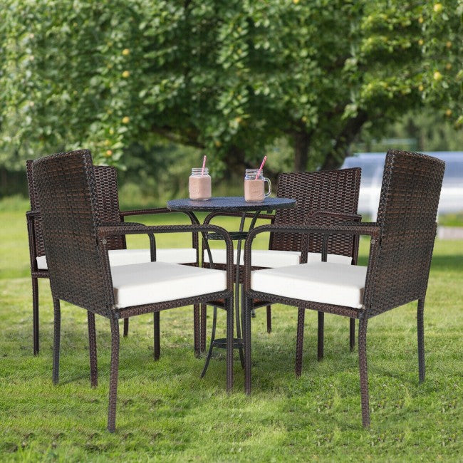 4 Pieces Rattan Outdoor Bistro set Dining Chairs and Table