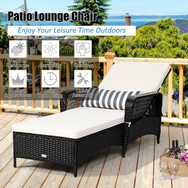 PE Rattan Lounge Chair with Adjustable Pillow