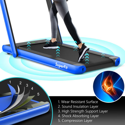2 in 1 Folding Electric Treadmill 2.25HP Running Machine with LED Display and Remote Control