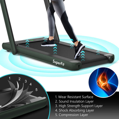 2 in 1 Folding Electric Treadmill 2.25HP Running Machine with LED Display and Remote Control