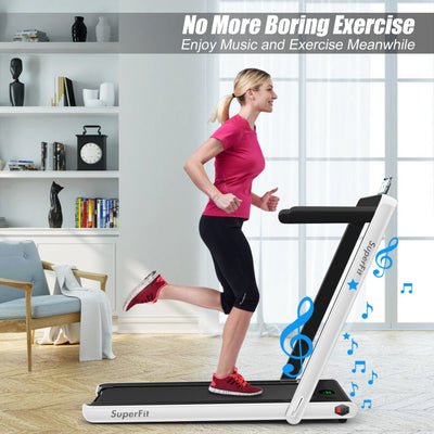 2 in 1 Folding Electric Treadmill 2.25HP Running Machine with LED Display and Remote Control