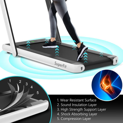 2 in 1 Folding Electric Treadmill 2.25HP Running Machine with LED Display and Remote Control