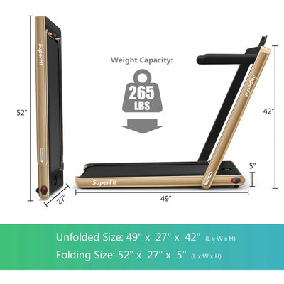 2 in 1 Folding Electric Treadmill 2.25HP Running Machine with LED Display and Remote Control