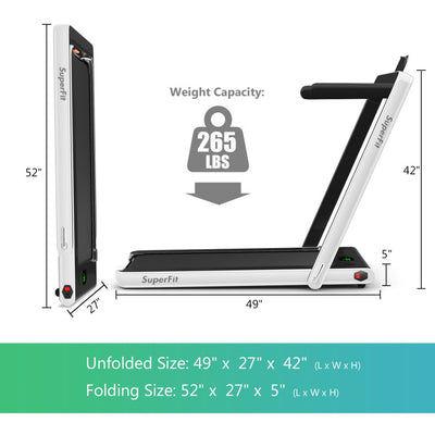 2 in 1 Folding Electric Treadmill 2.25HP Running Machine with LED Display and Remote Control