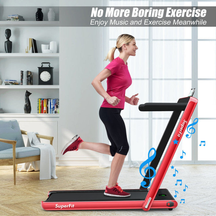 2 in 1 Folding Electric Treadmill 2.25HP Running Machine with LED Display and Remote Control