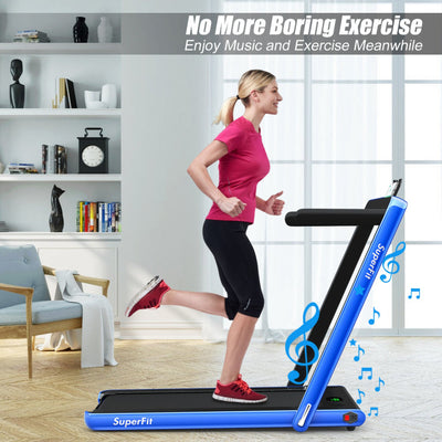 2 in 1 Folding Electric Treadmill 2.25HP Running Machine with LED Display and Remote Control