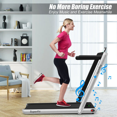 2 in 1 Folding Electric Treadmill 2.25HP Running Machine with LED Display and Remote Control