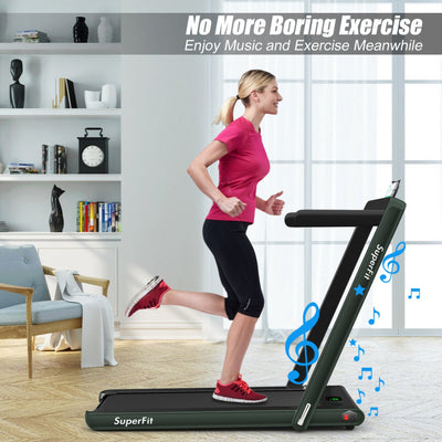 2 in 1 Folding Electric Treadmill 2.25HP Running Machine with LED Display and Remote Control