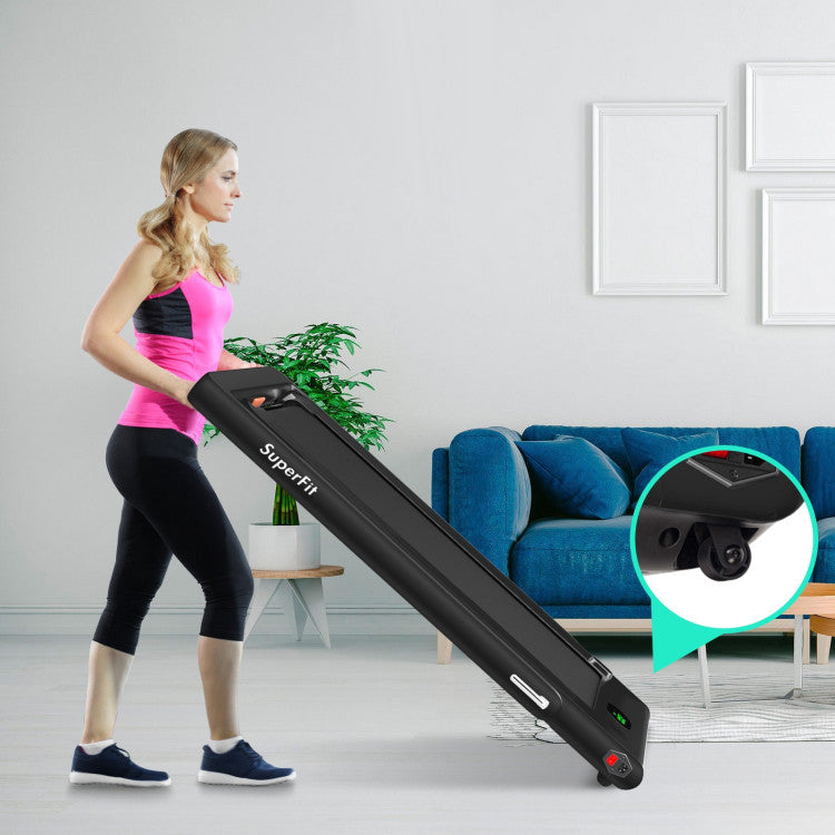 2 in 1 Folding Electric Treadmill 2.25HP Running Machine with LED Display and Remote Control