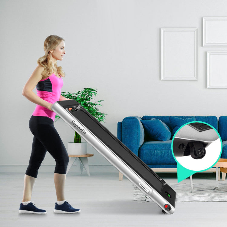 2 in 1 Folding Electric Treadmill 2.25HP Running Machine with LED Display and Remote Control