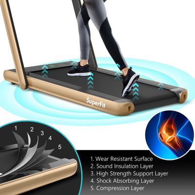 2 in 1 Folding Electric Treadmill 2.25HP Running Machine with LED Display and Remote Control