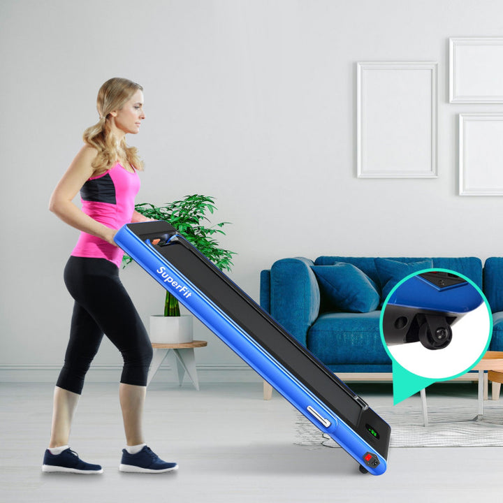 2 in 1 Folding Electric Treadmill 2.25HP Running Machine with LED Display and Remote Control