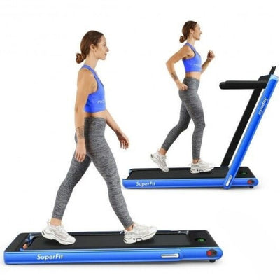 2 in 1 Folding Electric Treadmill 2.25HP Running Machine with LED Display and Remote Control