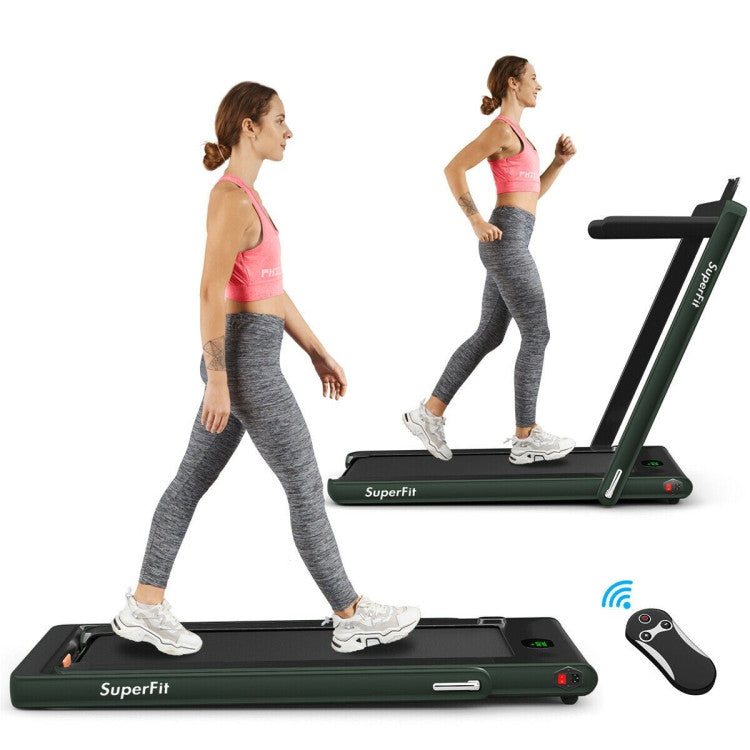 2 in 1 Folding Electric Treadmill 2.25HP Running Machine with LED Display and Remote Control