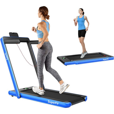 2 in 1 Folding Electric Treadmill 2.25HP Running Machine with LED Display and Remote Control