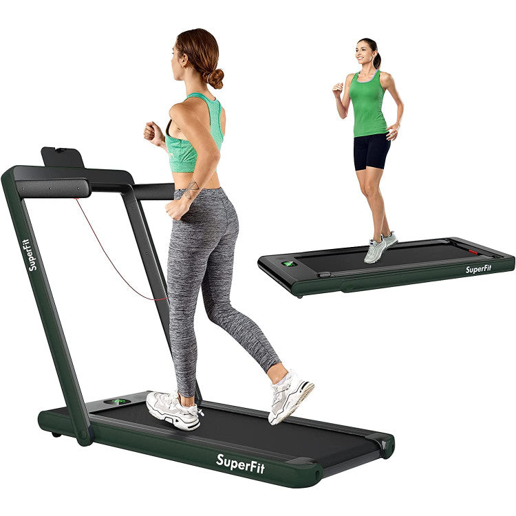 2 in 1 Folding Electric Treadmill 2.25HP Running Machine with LED Display and Remote Control