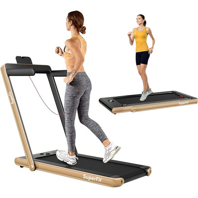 2 in 1 Folding Electric Treadmill 2.25HP Running Machine with LED Display and Remote Control