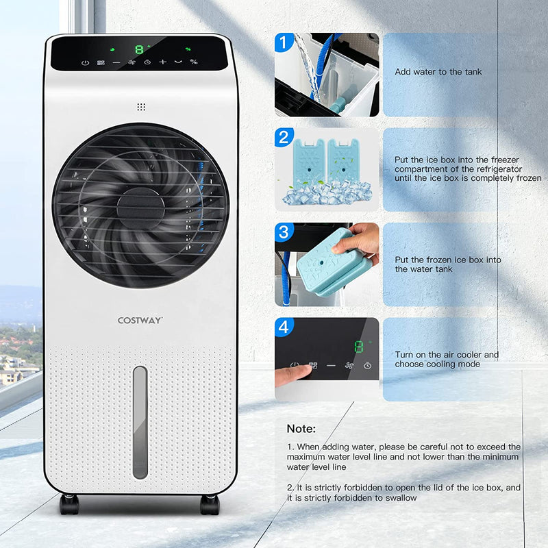 3-in-1 Evaporative Air Cooler Portable Air Conditioner Air Cooling Fan with 12H Timer and 3 Wind Modes